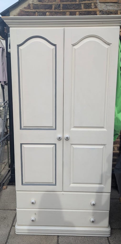 Solid Oak Wardrobe with Drawer Vintage Knobs | RRP £400+ 
