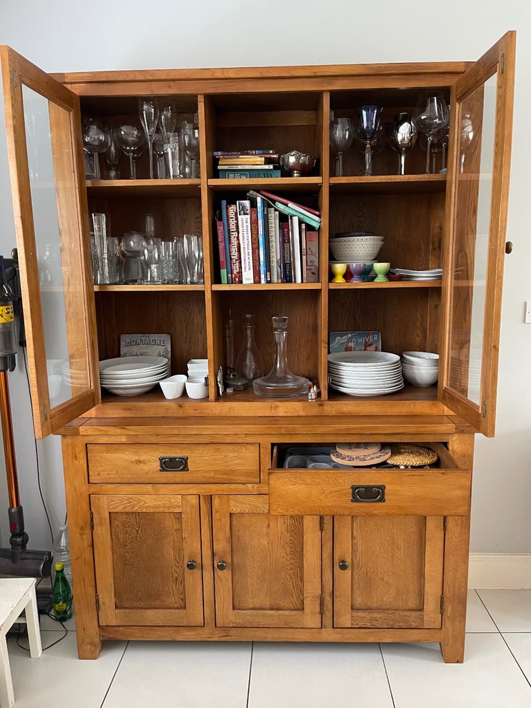Solid oak kitchen dresser - medium brown