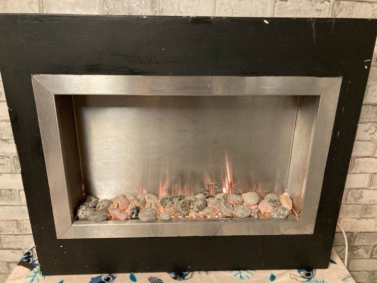 image for 32 Inch Electric Wall Fire chrome Black Frame Media wall Insert or stand alone