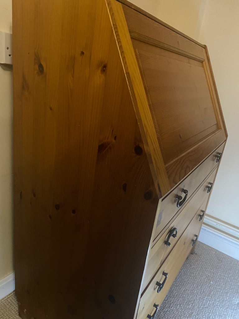 Writing chest of draws wooden oak 