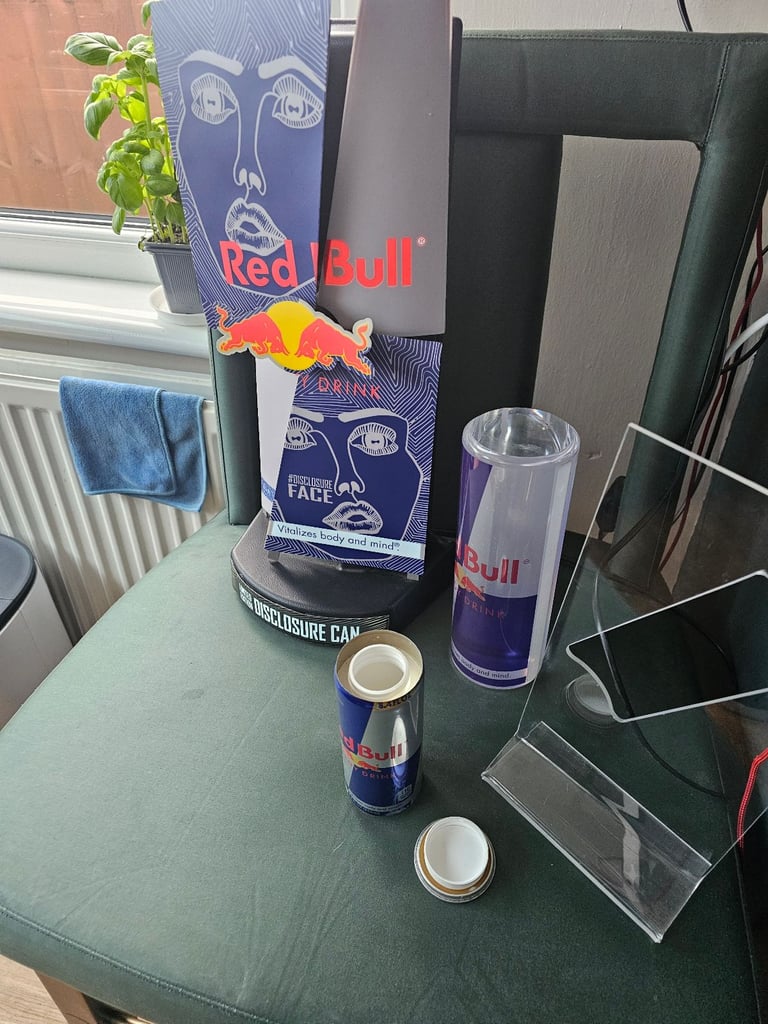 Red bull Display light, Money can and solid plastic display.