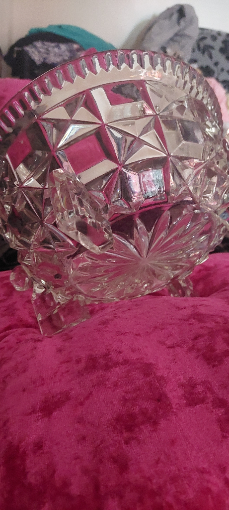 SALE Vintage Glass Bowl Approx 9 1/2"  diameter