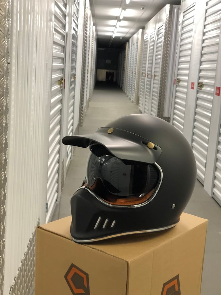 Motorcycle helmet , retro vintage helmet ,matte black , brand new