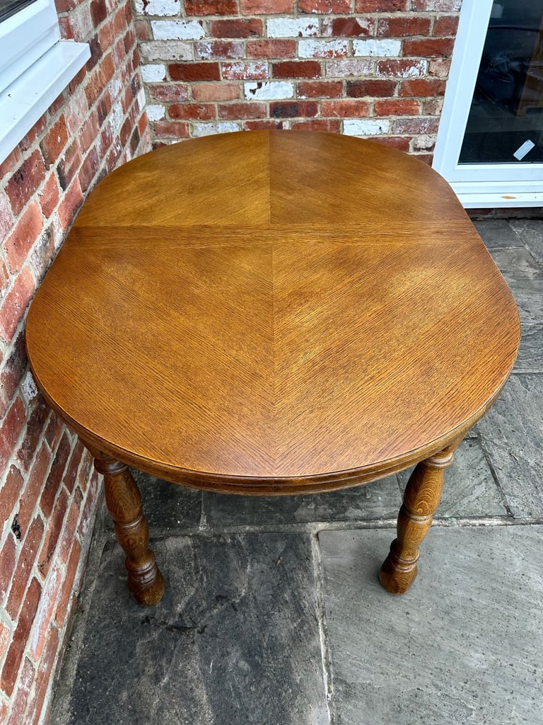 Solid Oak Farmhouse Style Oval Dining Table - Good Condition 
