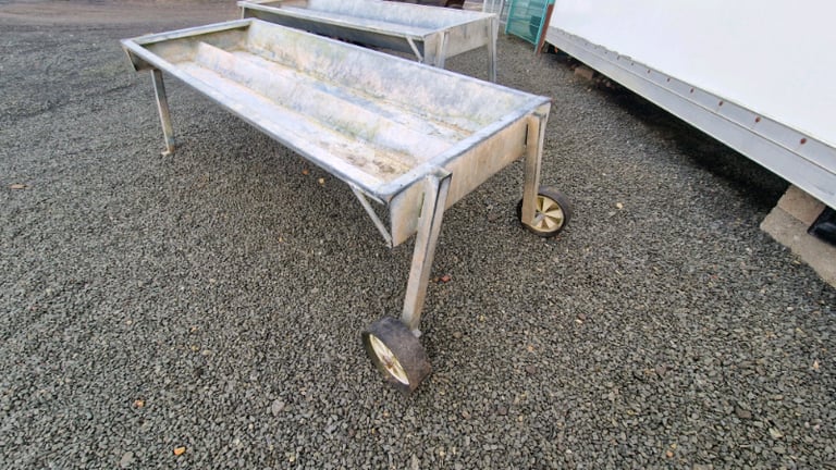 Choice of two 8ft galvanised double cattle feeding trough farm tractor