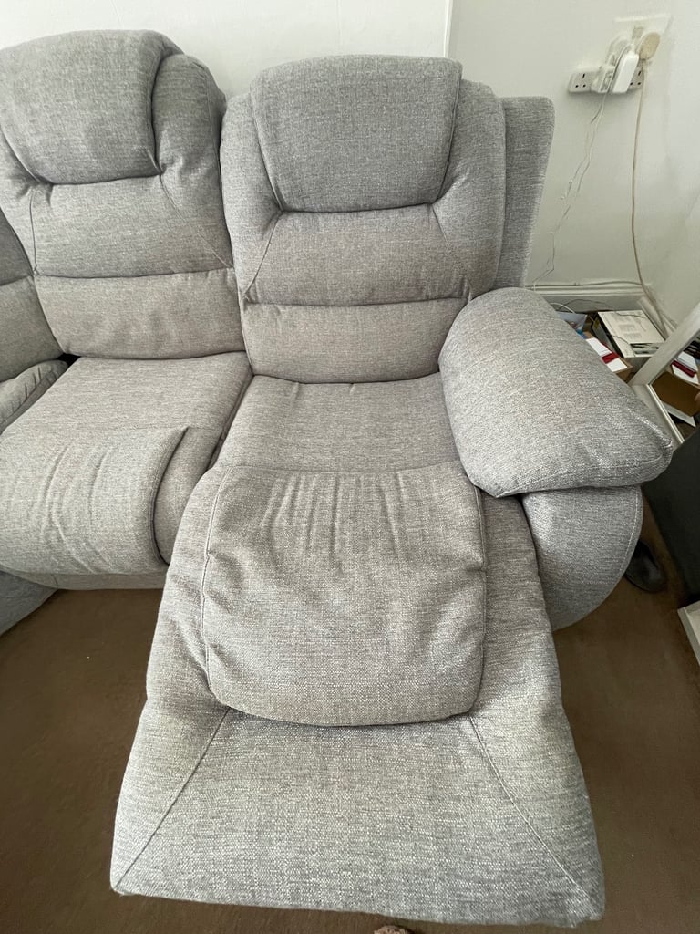 Vancouver Large Light Grey Fabric Recliner Corner Sofa Corner Sofa Recliner – Grey Fabric