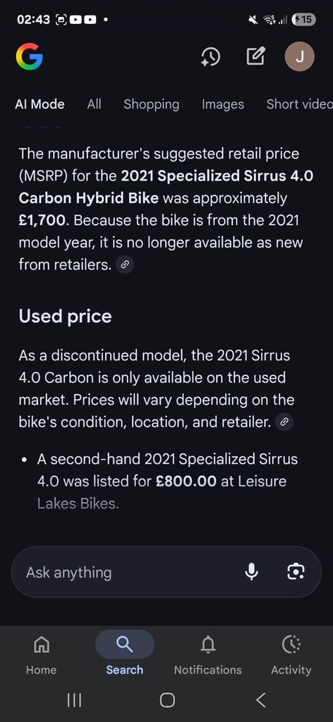 Specialized Sirrus 4.0 Carbon size M 