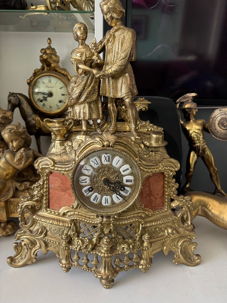 Brass mantle clock (brass &marble)Carl Westh Geneva model Putney, London