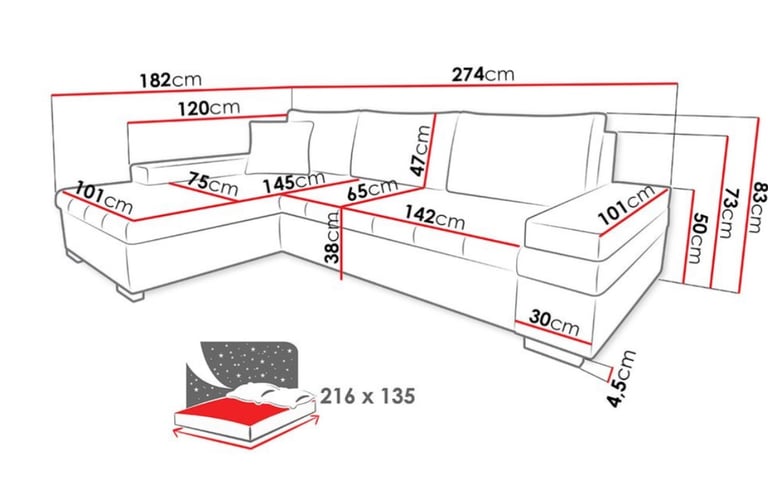 Corner double sofabed 