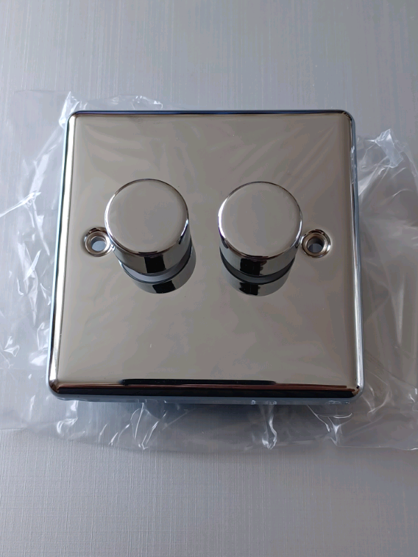 image for LED Dimmer Light Switch 2GANG Polished Chrome Enhance range