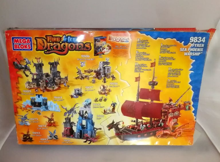 Mega Bloks Fire & Ice Dragons 9834 Fyren Sea Phoenix Warship Please Read
