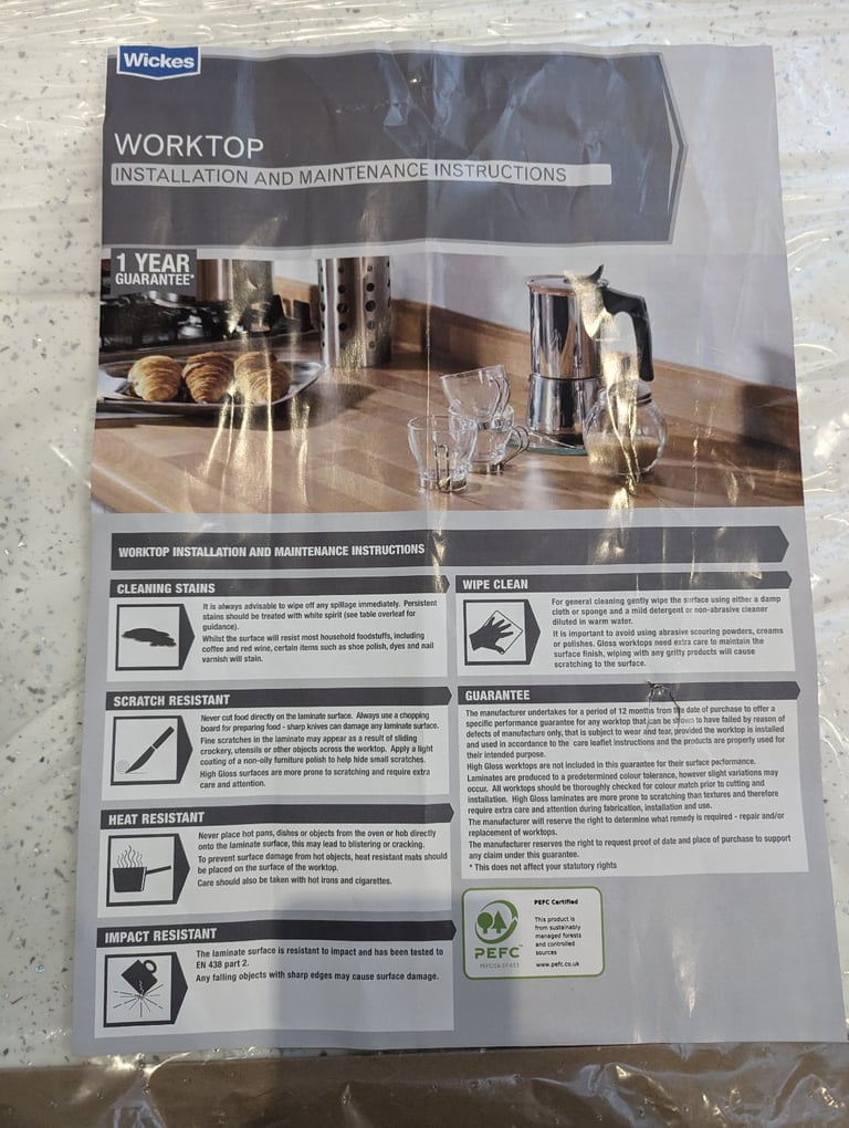 Wickes Strasse Blanc Gloss Laminate Worktop - 600 x 38 x 3000mm