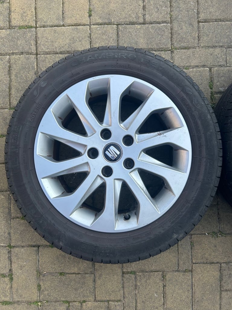 image for Set of 4 x 16” Alloy Wheels with 205/55R16 Tyres – SEAT Leon MK3 (2012–2020) – 5x112 – Good Tread