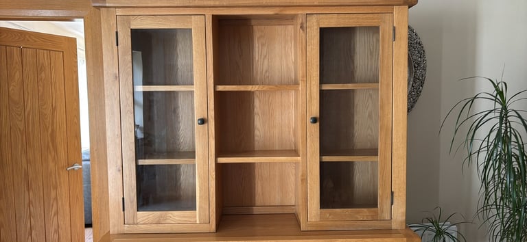 Oak sideboard and display case