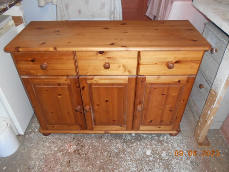 image for SOLID PINE THREE DRAWER SIDEBOARD 