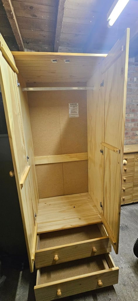 Light Pine wardrobe and 2 sets of drawers