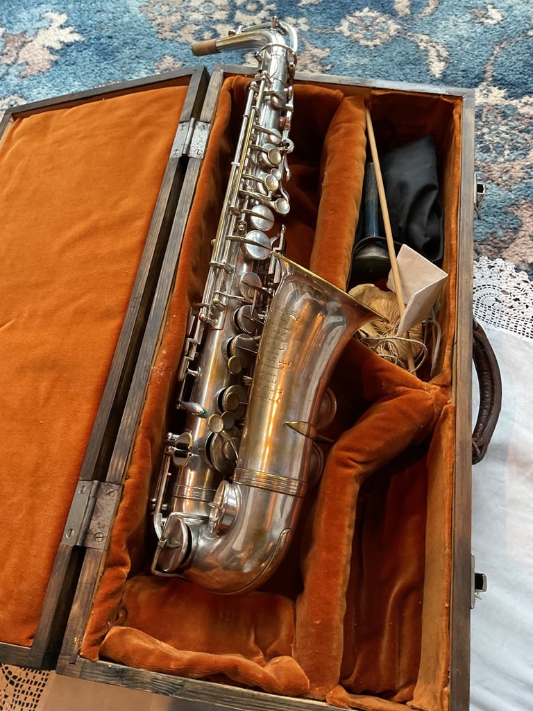 VINTAGE JEROME THIBOUVILLE LAMY ALTO SAXOPHONE + HARD CASE.