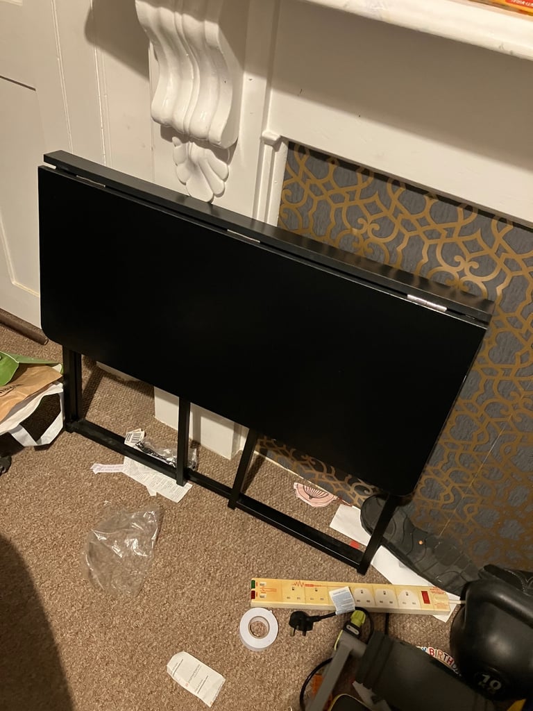 Black table desk fold-away space Student