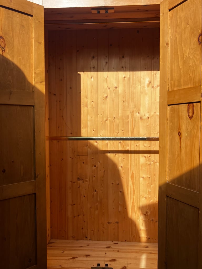 Wardrobe solid pine very heavy & good quality double hand rails can deliver for small charge