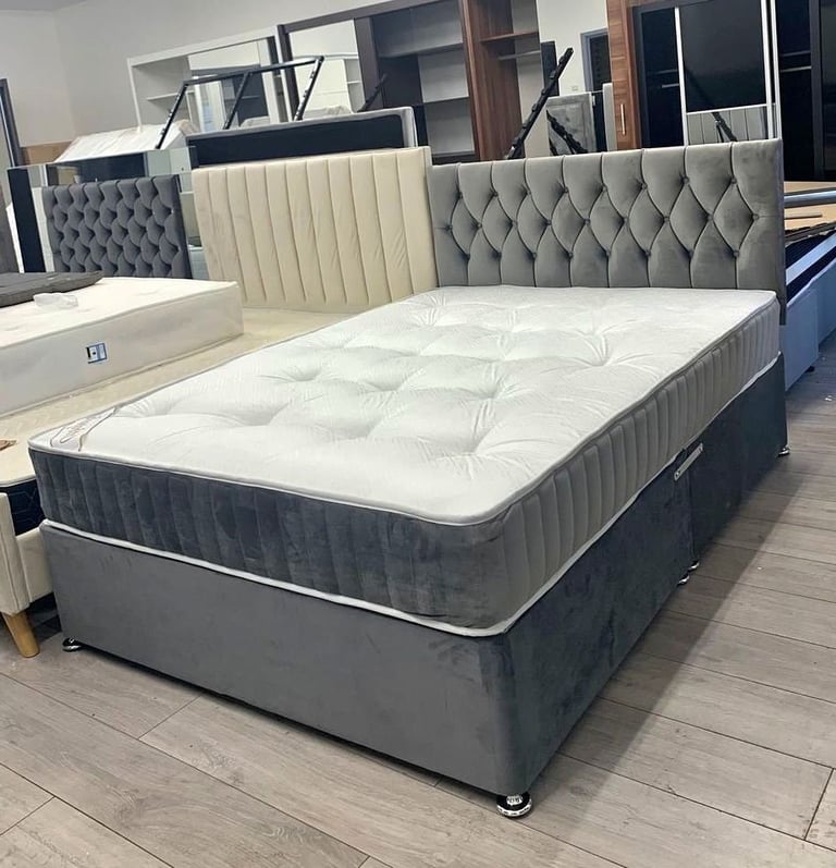 image for ✔double bed with base and headboard and memory foam mattress/ bedframe