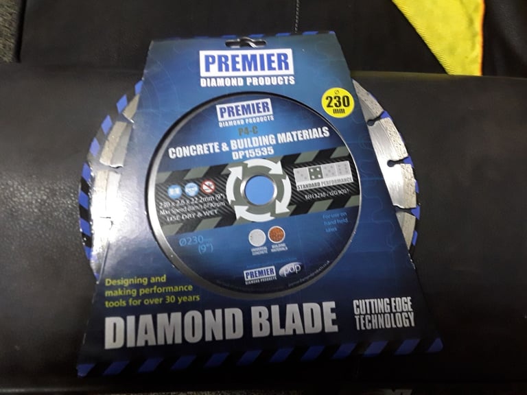 image for Premier diamond blades sizes 115mm and 230mm for cutting concrete and stone new 