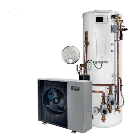 HARDLY USED 10KW Ideal Logic Air Monobloc air source heat pump & Water Cylinder