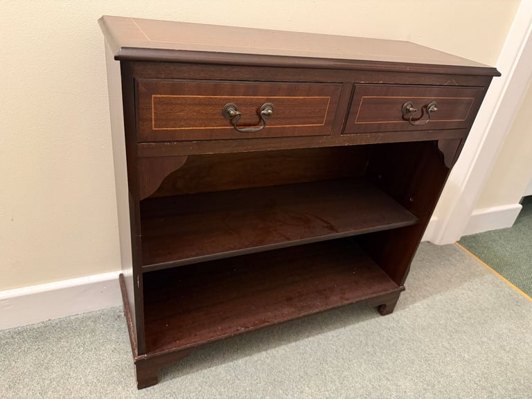 image for Mahogany bookcase side table with drawers