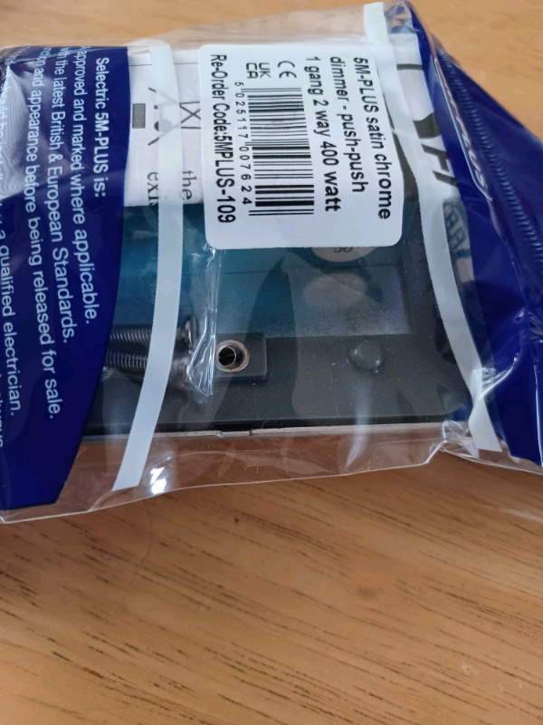 Dimmer Light Switch 1 Gang Satin Chrome Screwless faceplate