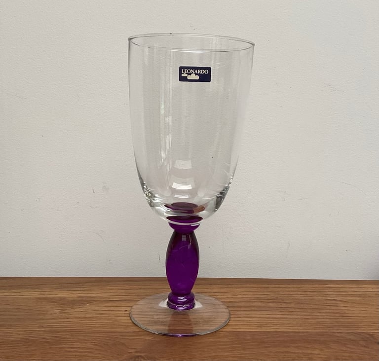 image for Clear and Purple Glass Goblet Vase