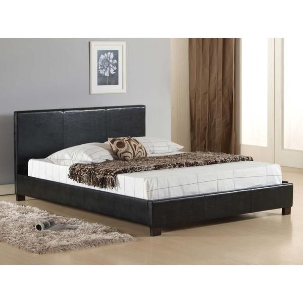 image for ]] Must Go Every Thing = 4ft Small Double Leather Bed Frame – Optional Mattress - Black Color ]]