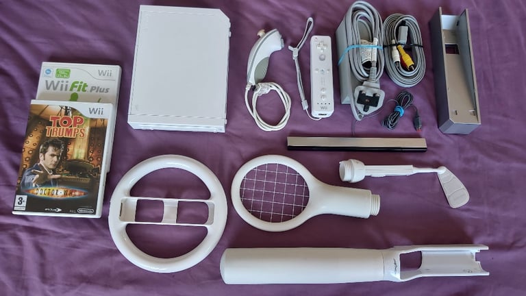 Used Nintendo Wii Game Console Bundle with Sport Accessories