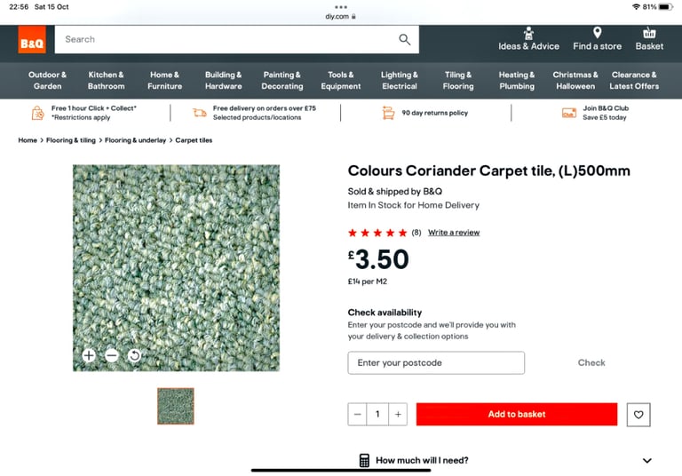 B&Q carpet tiles 50 x50cm ( brand new ) in Cardiff City Centre