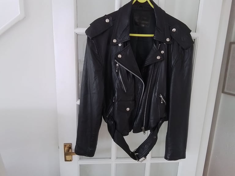 Jacket Soft Black Leather Biker Jacket Size 12-14 