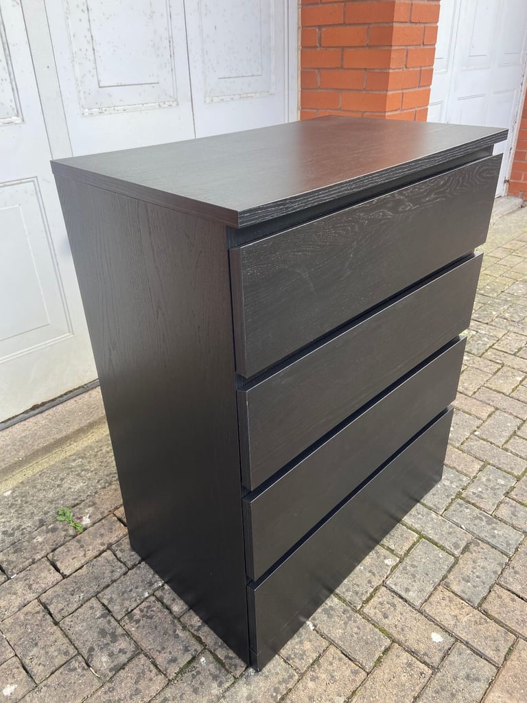 image for IKEA MALM chest of 4 drawers in black. Delivery is available.