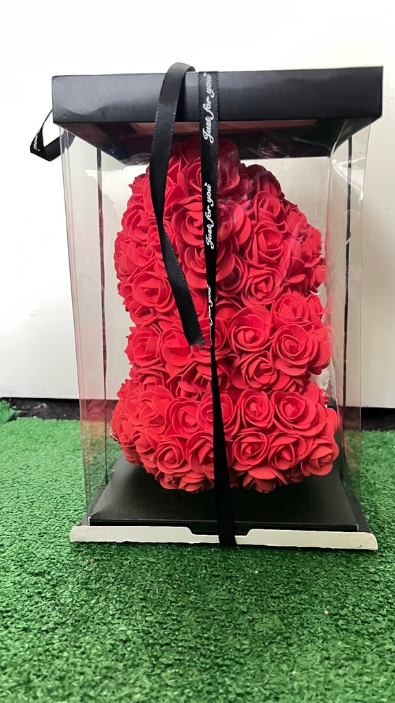 Red rose and white rose teddy Bear valentines day