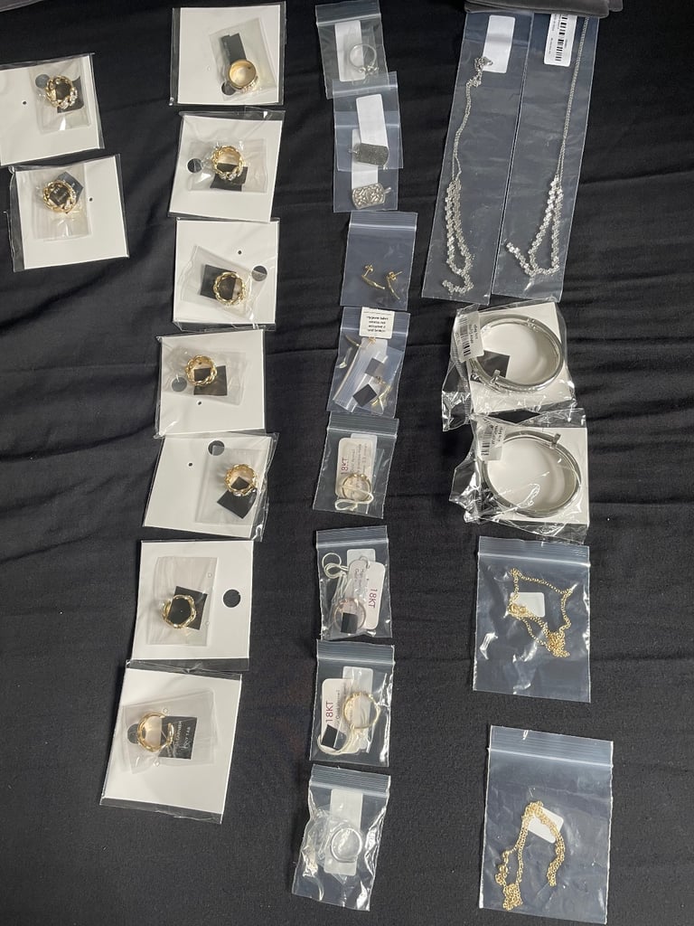 REDUCED - New Jewellery Job Lot - 18k Gold Rings, Gold Necklaces, Silver Bracelets & More