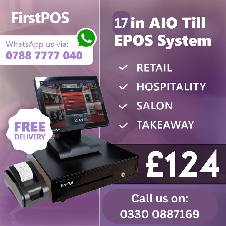 image for 15 Inch Touchscreen EPOS POS Cash Register Till System for Retail, Hospitality, Takeaway and Salon