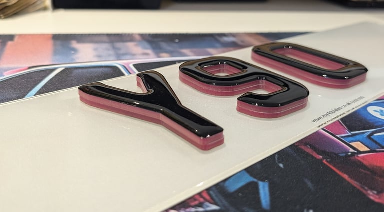 6mm Pink 4D with Black Gel Car Number Plates 