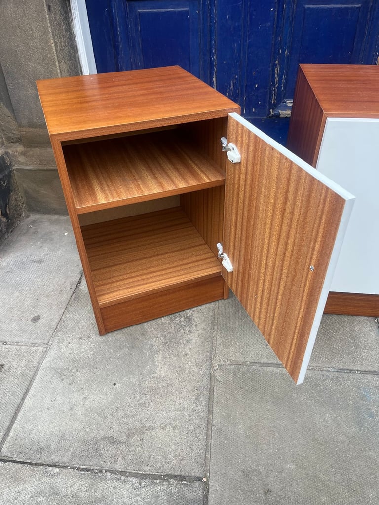 Retro Bedsides , must be seen . Original handles . In good condition .  