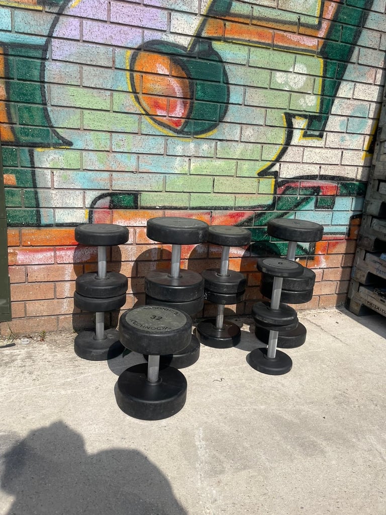 Technogym Urethane Dumbbells Set   With Rack / Individual   Price £3 a kg  Available  4-48kgs 