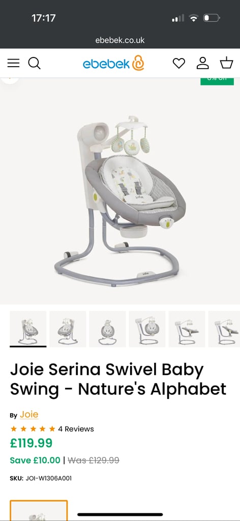 image for Joie Serina Swivel Baby Swing – Nature’s Alphabet