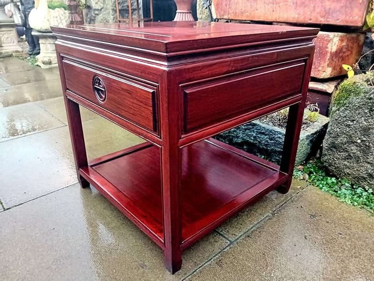 Pair of Heavy Chinese Solid Rosewood Side Tables