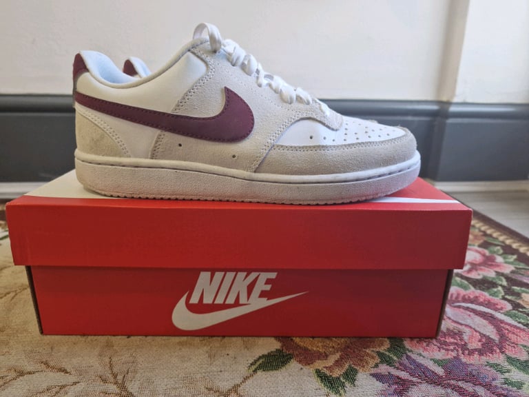 Nike White Red Court Vision shoes 4UK