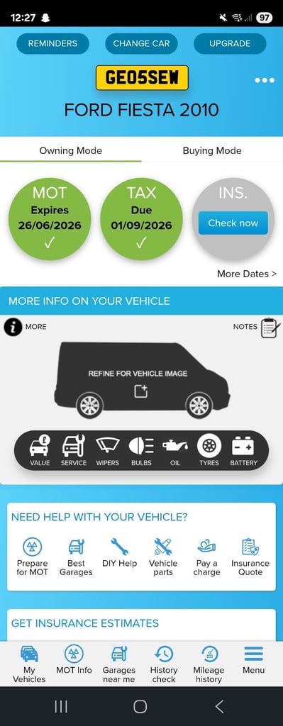 Ford, FIESTA, Car Derived Van, 2010, Manual, 1560 (cc)