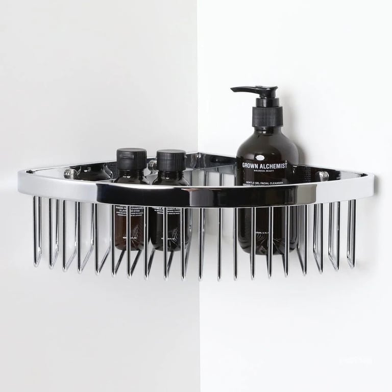 Lusso Luxe Corner Shower Storage Basket in Chrome NEW