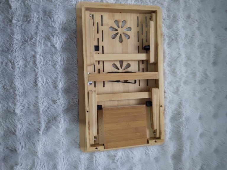 Bamboo Lapdesk Foldable Laptop Stand Bed Table Serving Breakfast Adjustable Tray