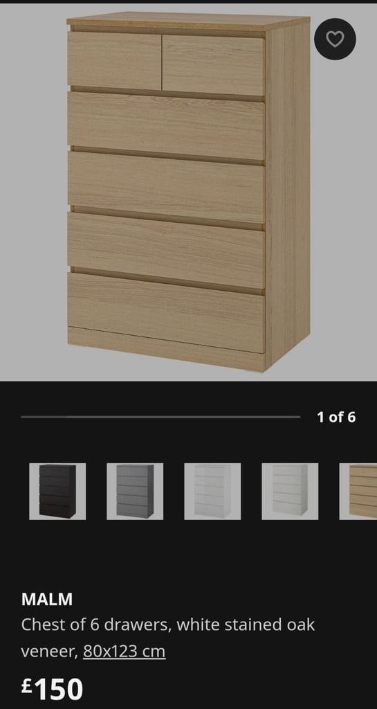 Ikea malm chest of 6 drawers 