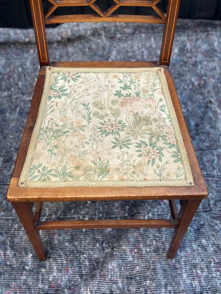 Antique floral wooden chair 