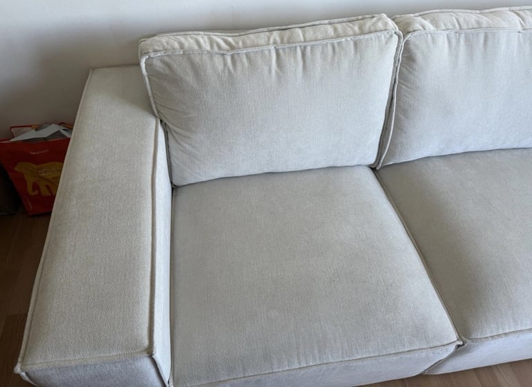 AVAILABLE pouffe + Dusk Brooklyn 3 seater sofa - ivory