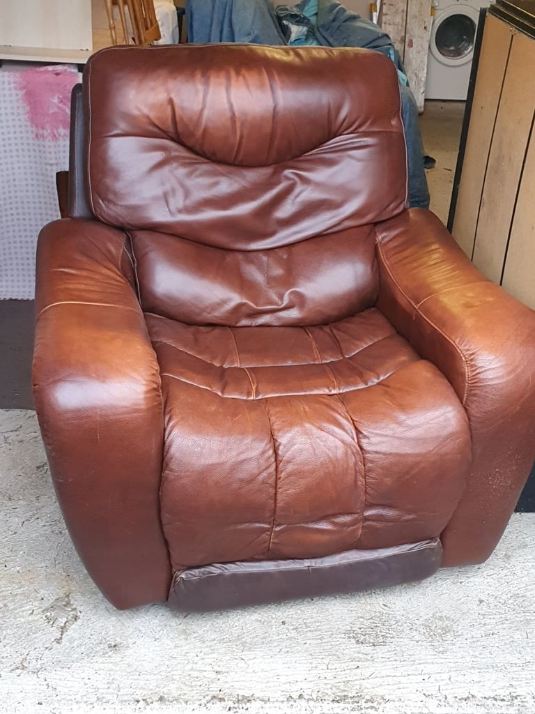 Reclining leather sofa and chair for sale